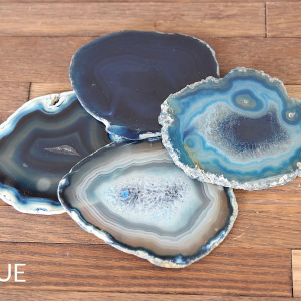 Agate Coasters Set of 4 or 6 / Blue / Natural / Purple / Pink / Agate Slice / Geode Coasters / GIFT Packaging Available