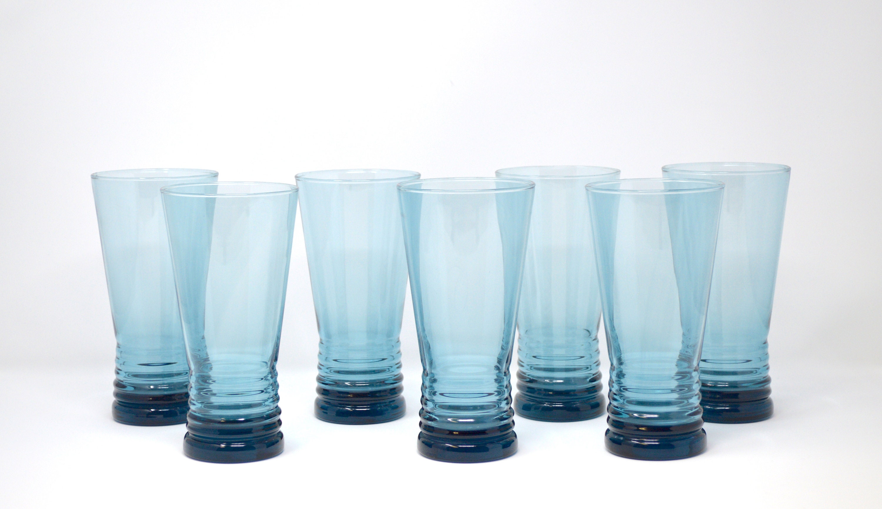 Libbey Sapphire Blue Ribbed Drinking Glasses Etsy