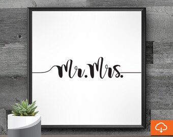 Mr Mrs Cut Files for Wall Decor - Bride and Groom SVG Cut Files Wedding Font Download pdf svg pdf png Vector