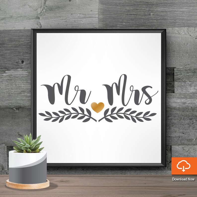 Download Mr Mrs Wedding Sign SVG Cut Files Download for Cricut Cameo | Etsy