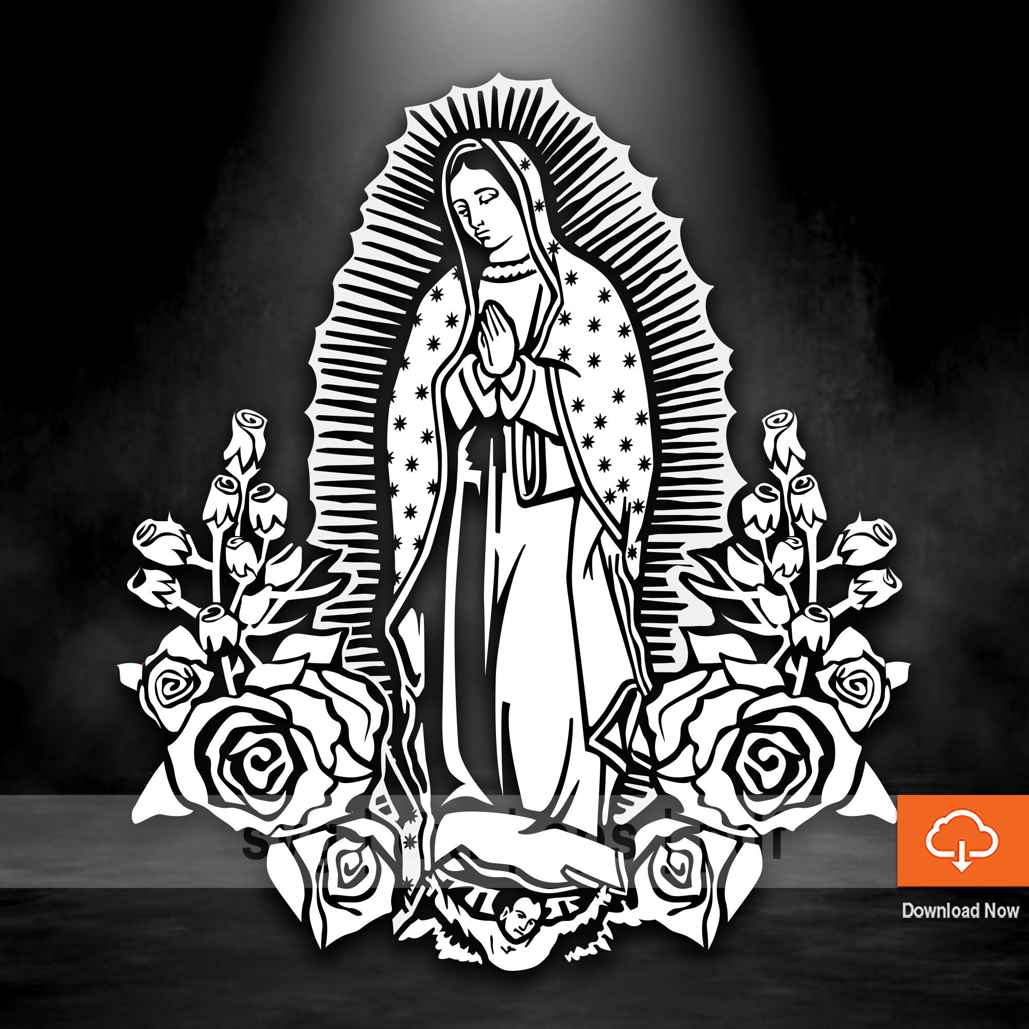 Virgen de Guadalupe SVG with Flowers - Virgin Mary w Flowers Digital …