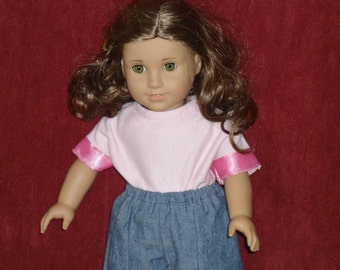 18" doll clothing outfit jean capris and pink t shirt