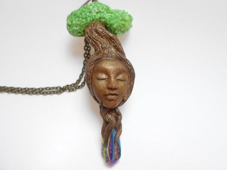 Handmade necklace with rainbow crystal