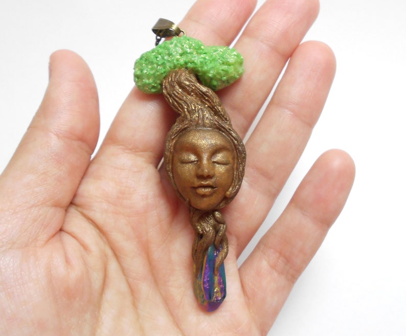 Handmade necklace with rainbow crystal