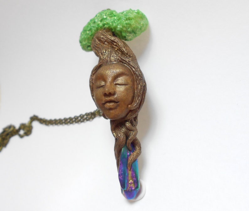 Handmade necklace with rainbow crystal