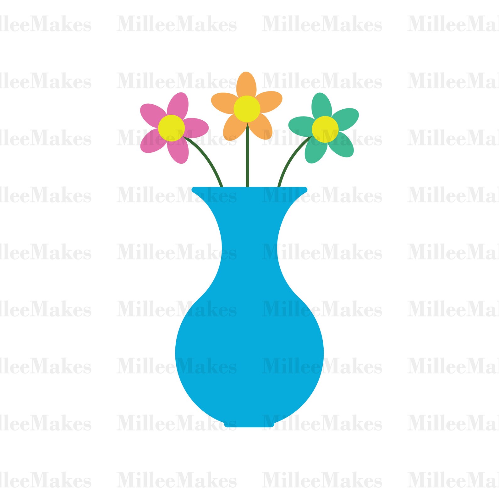 Flower Vase Vector Flowers SVG Nature Clipart HTV Cut File Etsy