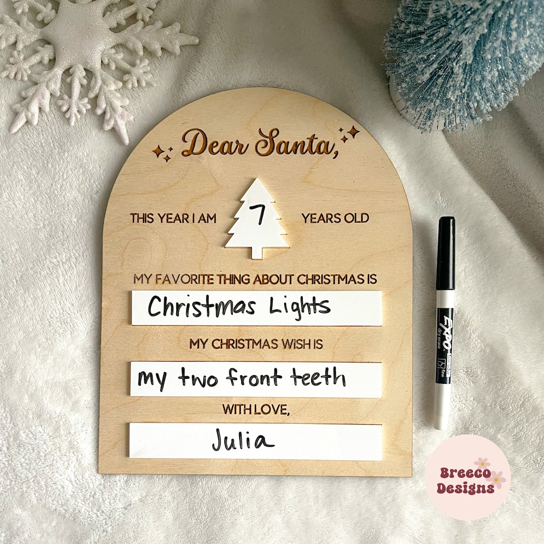 Dear Santa 3D Sign, Dry Erase Board, Christmas Traditions, 3D Christmas