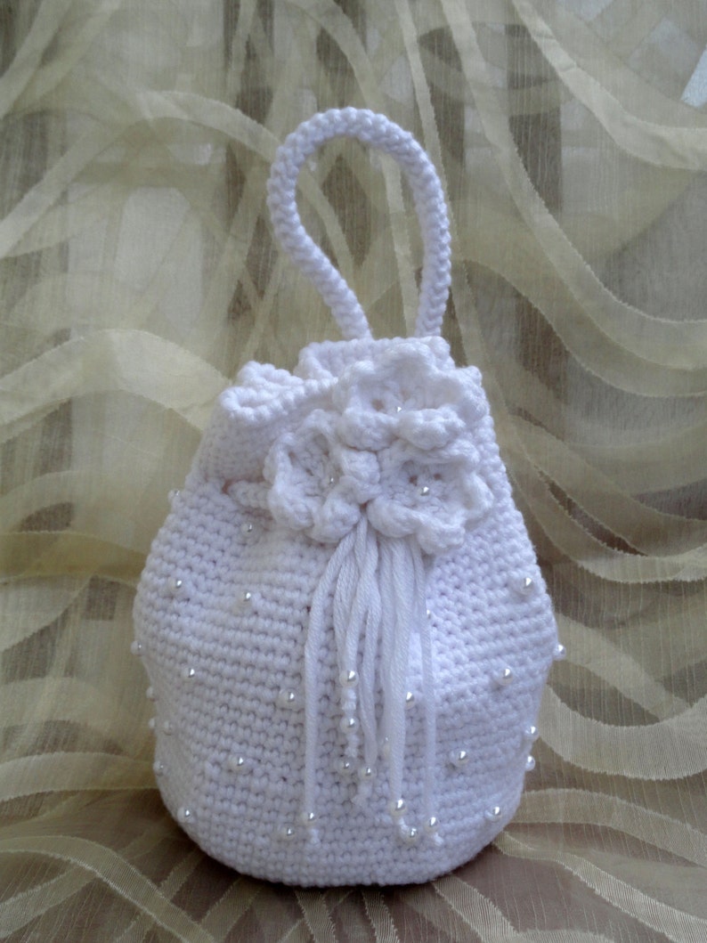 White bridal purse Bridal clutch Wedding purse Crochet white | Etsy