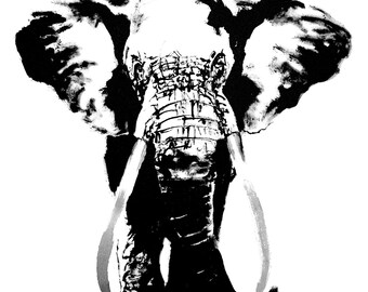 Elephant | Original Sumi-e Painting – Japanese Ink Art by Pechane