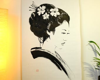 空想 |オリジナルの墨絵 – Pechane による日本の水墨画 |禅の壁の装飾