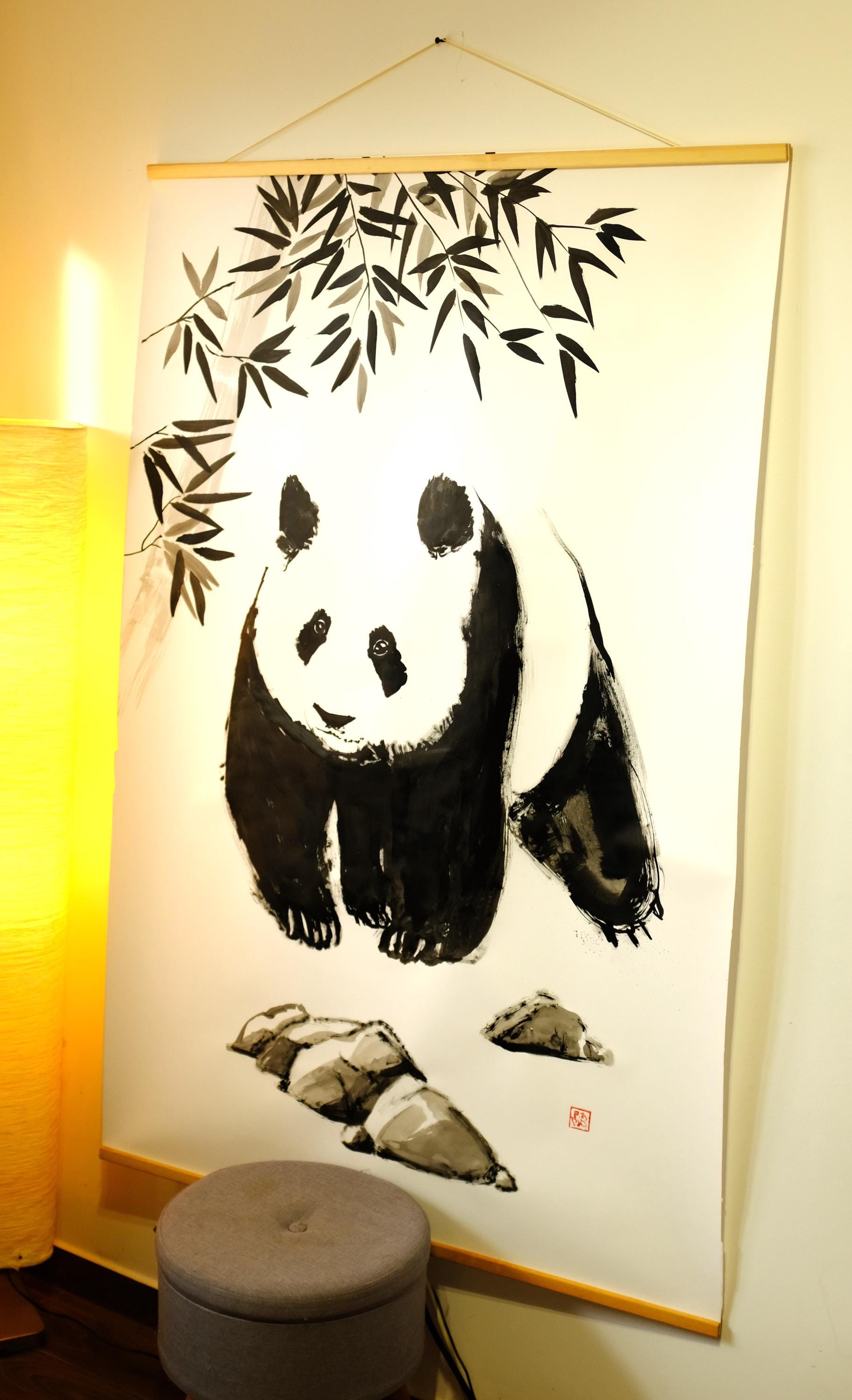 Panda | Original Sumi-e Painting – Japanese Ink Art by Pechane