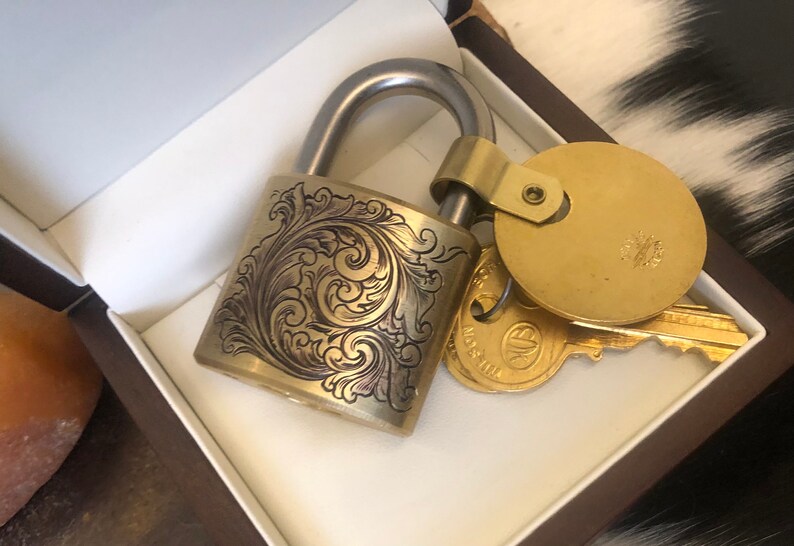 Brass Padlock Hand Engraved With Personalized Tag Custom Made to Order ...