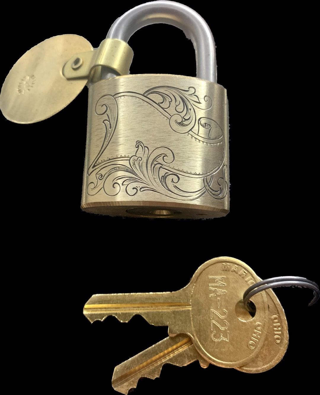Brass Padlock Hand Engraved With Personalized Tag Custome Made to Order ...