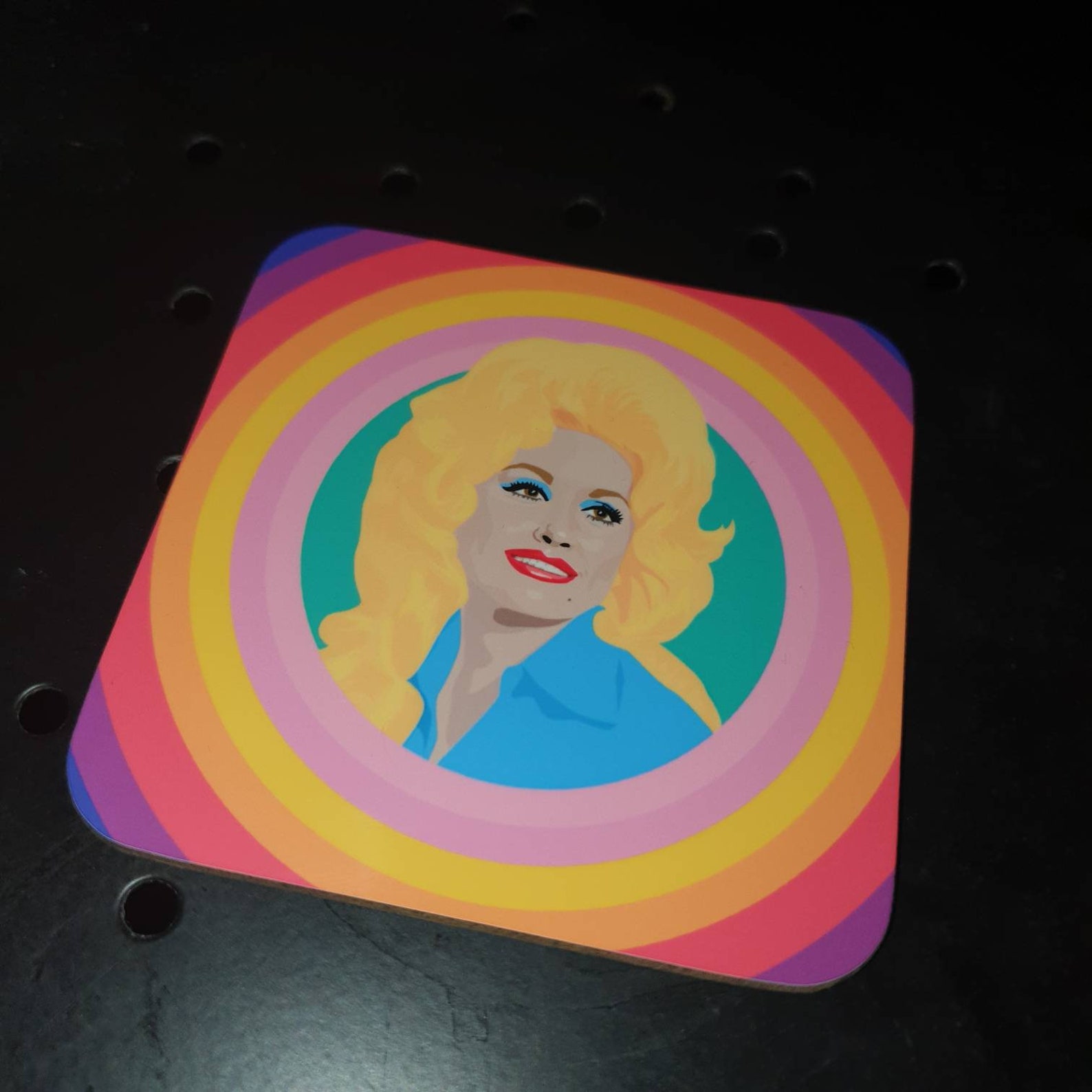 Dolly Parton gift rainbow coaster Dolly Parton gift Dolly Etsy