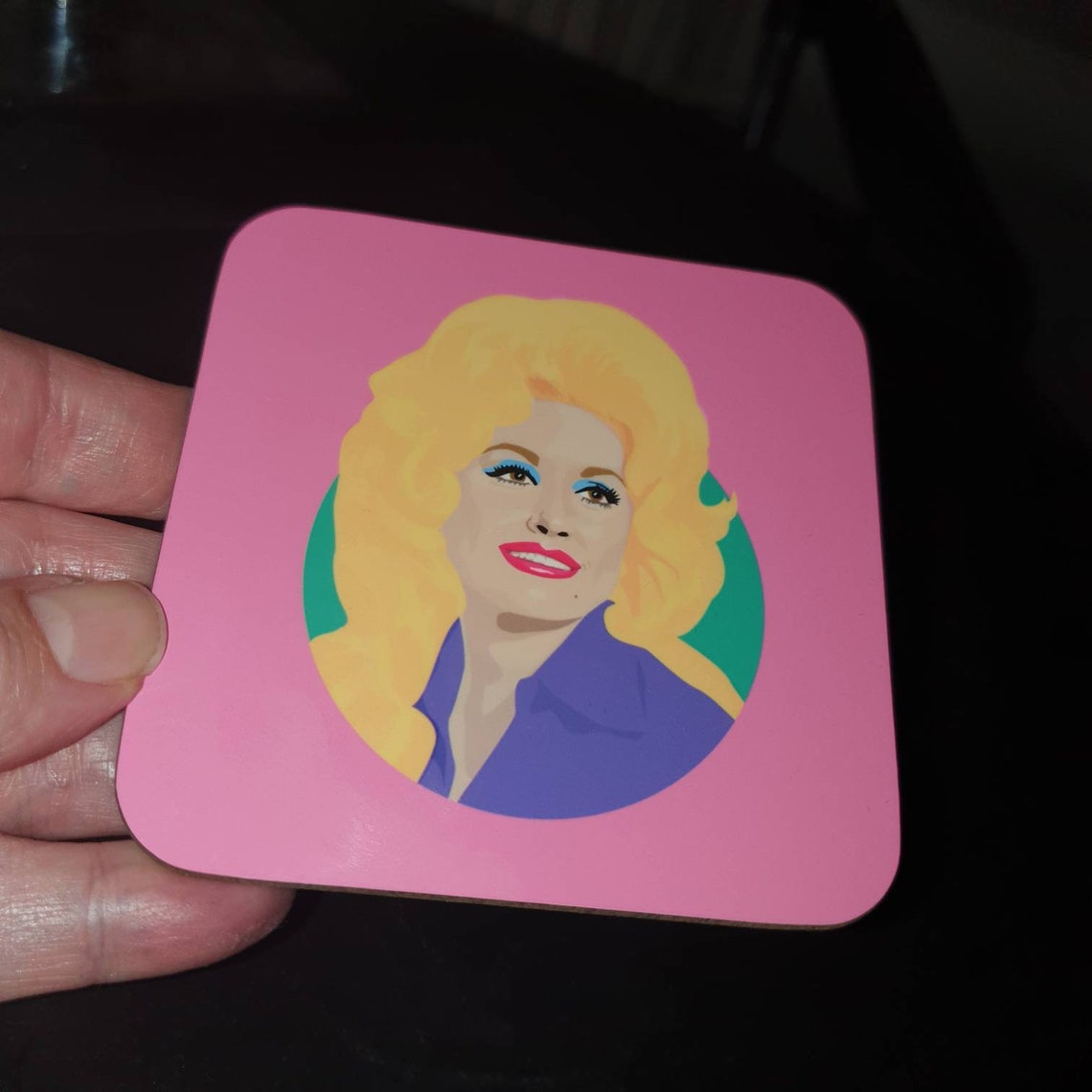 Dolly Parton pink coaster Dolly Parton gift Dolly Parton music | Etsy