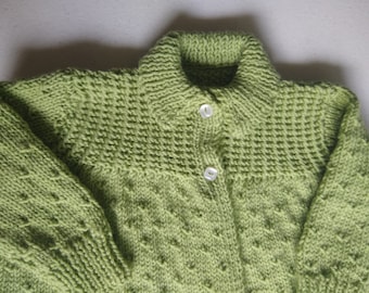 Knit Pattern - Baby Jacket with Collar (Tunisian Ribbing Yoke)