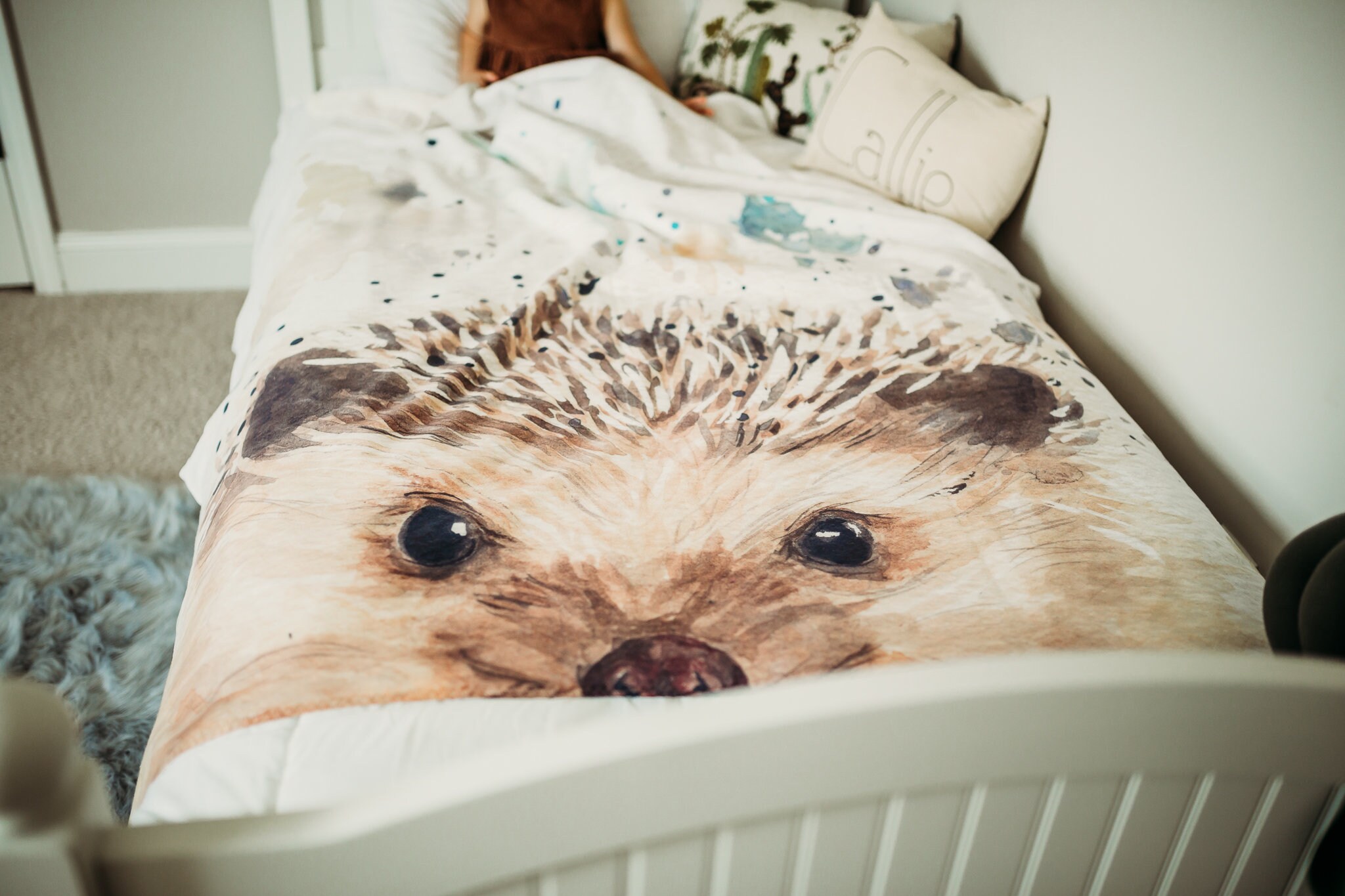Hedgehog Throw Blanket Fleece Hedgehog Blanket Hedgehog Etsy