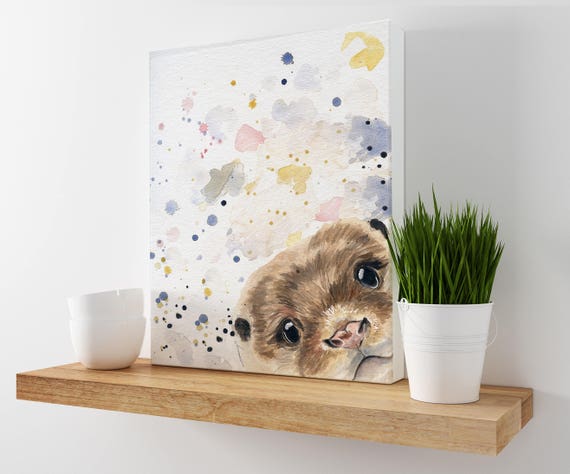 Nursery Decor Woodland Animal Cabin Decor Otter Art Etsy