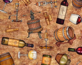 Perfectly Vintage BTY Dan Morris Quilting Treasures Everything Wine Black