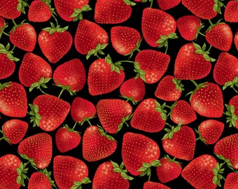 STRAWBERRY PATCH STRAWBERRIES STRIPE FABRIC