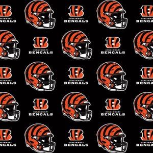 NFL Cincinnati Bengals Fabric / Licensed NFL Cotton Fabric from Fabric Traditions / 58" Football Fabric by the yard