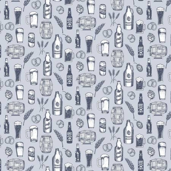 Craft Beer on Gray Fabric, Chop It Like It's Hot from Dear Stella Fabric Yardage and Fat Quarters available