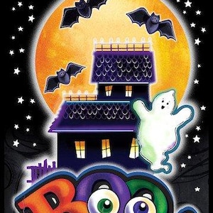 Halloween Fabric Panel / Spooky Aura  Cute Halloween Glow in the Dark 24&quot; Panel by Blank Quilting  24&quot; Panel / Fabrics Halloween Panel