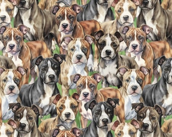 Pit Bull Dogs Allover Fabric / Retriever Fabric / Dog Fabric / Dog Breeds Fabric by David Textiles  / Fat Quarter Fabric