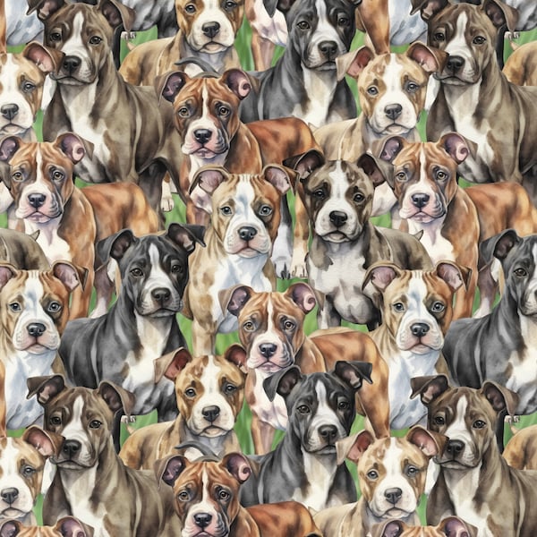 Pit Bull Dogs Allover Fabric / Retriever Fabric / Dog Fabric / Dog Breeds Fabric by David Textiles  / Fat Quarter Fabric