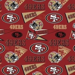 San Francisco 49ers, Licensed NFL Football Fabric | 100% Cotton Yardage | 44 Inch Wide, Fat Quarters Available