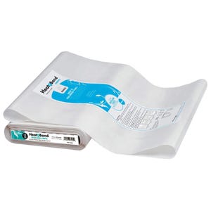 May include: A roll of HeatnBond Iron-On Vinyl with a white, semi-transparent finish. The product label features blue and white branding with text including HeatnBond Vinyl, instructions, and a barcode on the end of the roll.