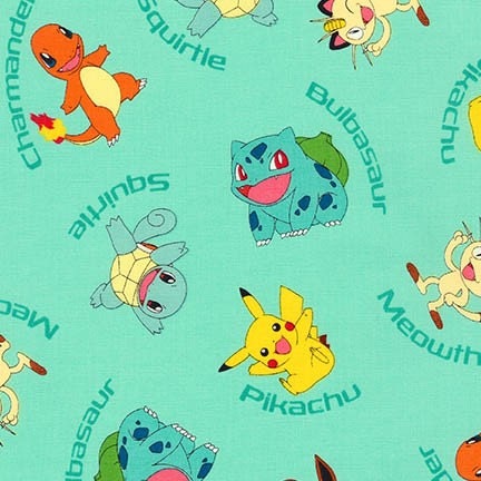 Pokémon verde água - Fat Quarter (45x55cm aproximadamente)…