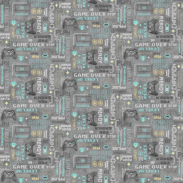 Gaming Words Fabric Gaming Zone Collection by Northcott Fabrics Blender Support Yardage & Fat Quarters Available