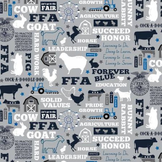 FFA Forever Gray Fabric / Future Farmers of America Quilt Fabric / Riley Blake C7210 Yardage & Fat Quarters