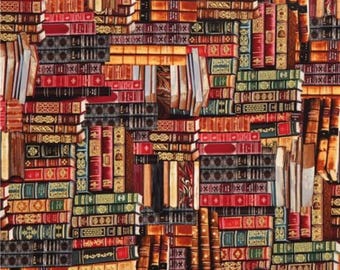 Tela con estampado de libros de biblioteca de Timeless Treasures cm8214 / Tela cortada a medida y Fat Quarters