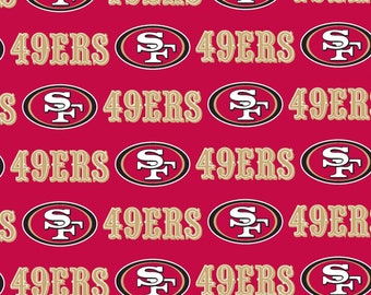 Tela de los San Francisco 49ers de la NFL / Tela de algodón con licencia de la NFL de Fabric Traditions / Tela de fútbol americano cortada a medida