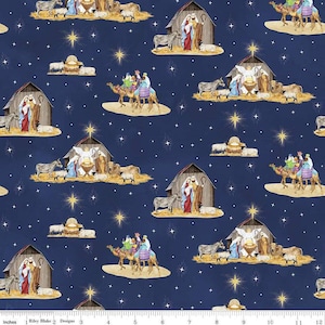 Christmas Fabric, Nativity Scenes Fabric by the Yard, Come Let Us Adore Him by Riley Blake Fat Quarter, Cotton Yardage