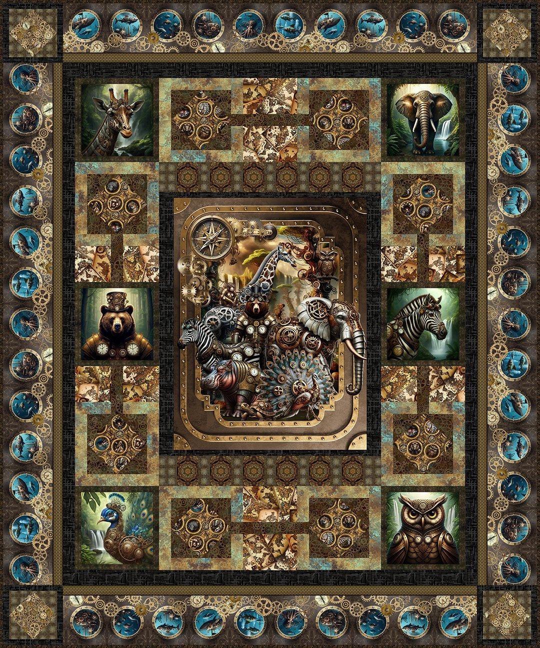 Quilt Pattern Steampunk Menagerie Quilt Pattern for Quilt Size 89 1/2 ...