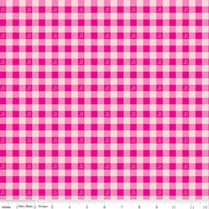 Hot Pink Gingham  Blender Barbie World Barbie Movie Collection by Riley Blake Cotton Yardage & Fat Quarters