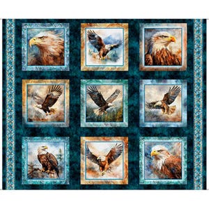 Eagle Picture Patch 36" Panel Skyward by Morris Creative Group for Quilting Treasures  /  Cotton quilt panel / Fabric Quilt Top Panel
