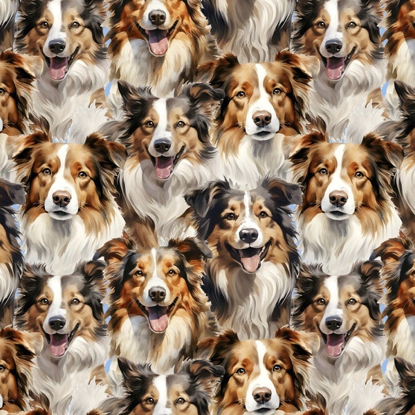 Collie Dogs Allover Fabric / Retriever Fabric / Dog Fabric / Dog Breeds Fabric by David Textiles  / Fat Quarter Fabric