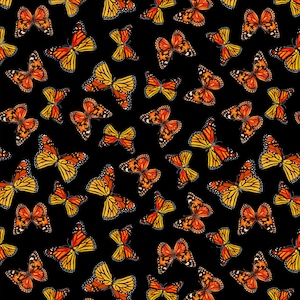 Sonnenblume Schmetterlinge auf schwarzem Stoff von Timeless Treasures Summer Bugs Insekten Schmetterlinge Meterware und Fat Quarters