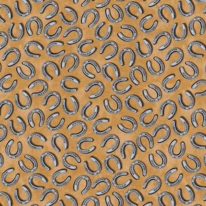 Yellowstone Tossed Horseshoes on Tan by Benartex Fabric Wild Wild West Yardage Western Fabric by the Yard & Fat Quarters