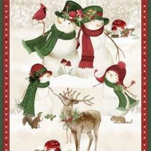 Snowman Fabric Panel / Woodland Snowmen 24&quot; Panel by Wilmington Prints sold by the Cotton panel