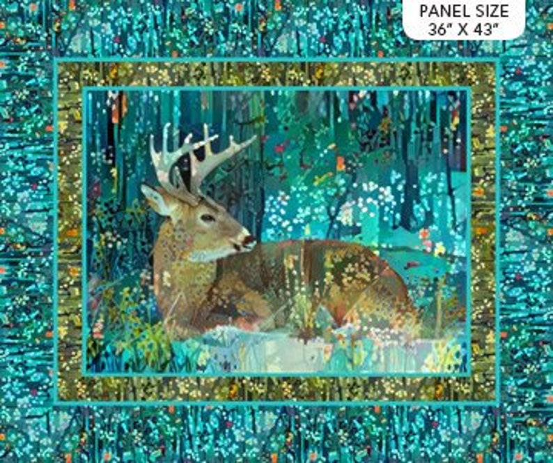 Deer Quilt Fabric Panel / 36x44 Inch Fantasy Forest Deer Panel Etsy
