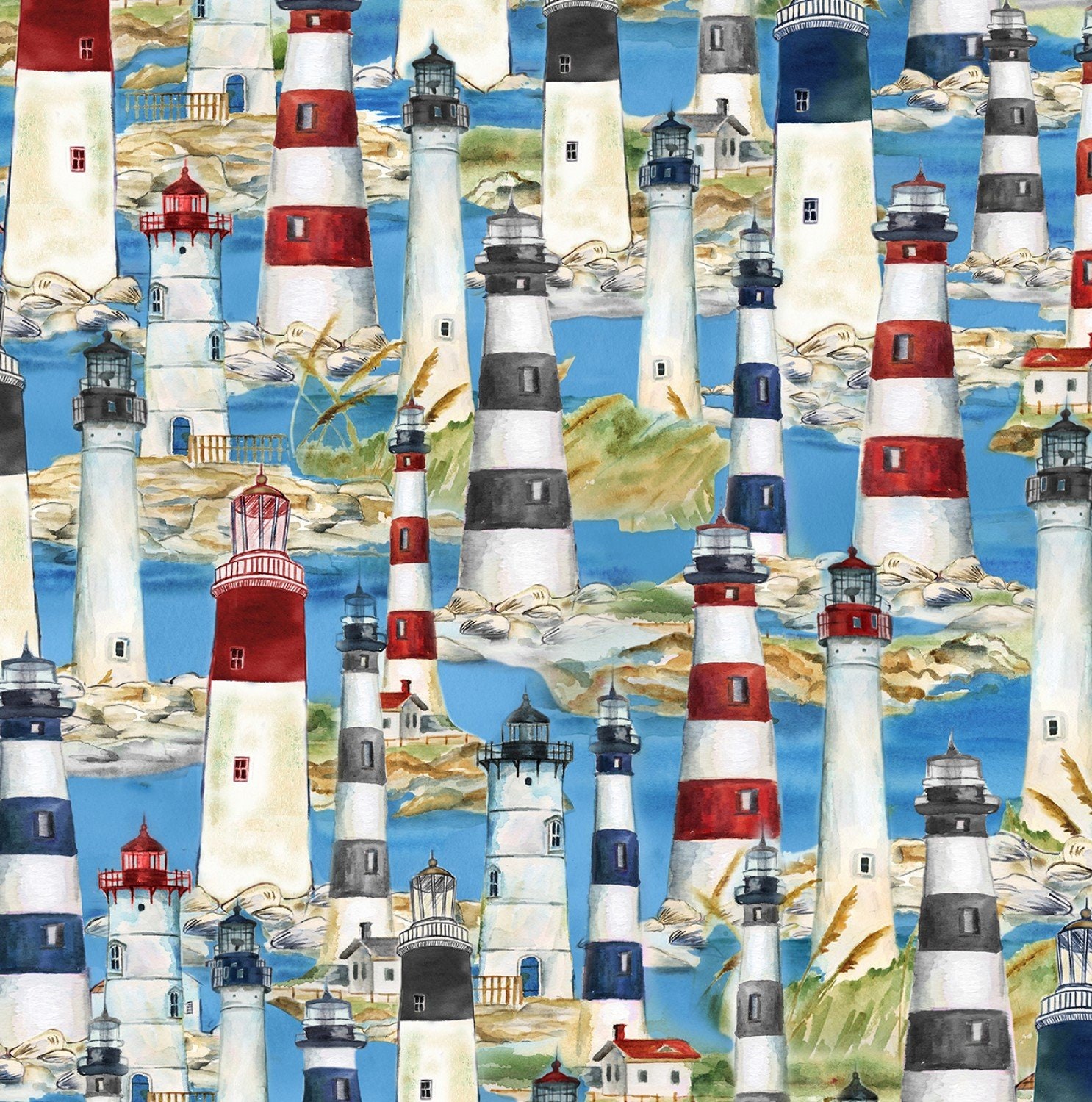Lighthouse Fabric for sale Only 4 left at 65