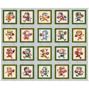 Animal Football Players Picture Patch 36" blokpaneel, Gridiron Gang van ©Morris Creative Group voor QT Fabrics