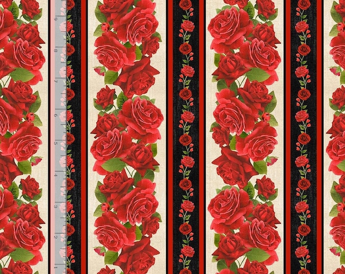 Rose 11" Border Stripe Fabric, Vintage Rose by Timeless Treasures ...