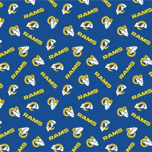 NFL Los Angeles Rams Stoff / Lizenzierter NFL-Baumwollstoff von Fabric Traditions, 147 cm breit / Football-Stoff in großen Mengen