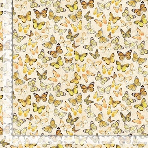Butterflies on Cream Fabric /  Butterfly Fabric Fabric by Timeless Treasures Fabrics, Blender Fabric Yardage & Fat Quarters
